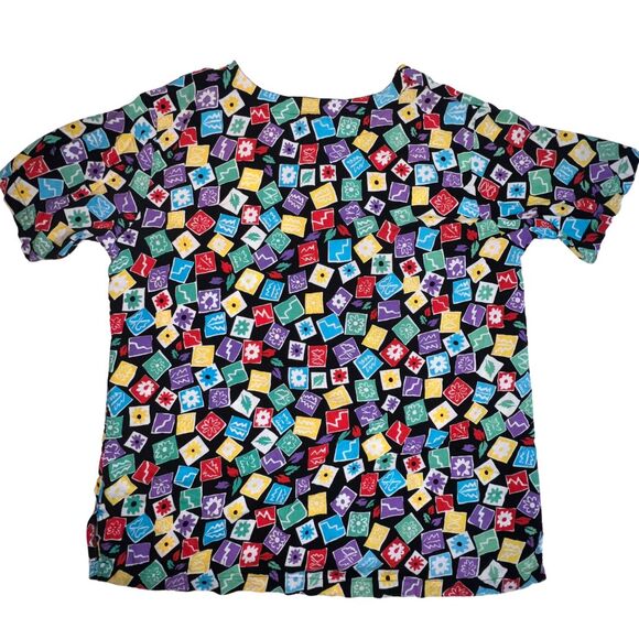 VTG Separate Issue Top Women 20 Button Front Colorblock Floral 80s 90s Shirt - Picture 4 of 10